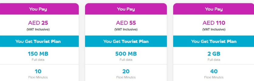 Tarifas Du para turistas Emiratos Dubai Abu Dhabi